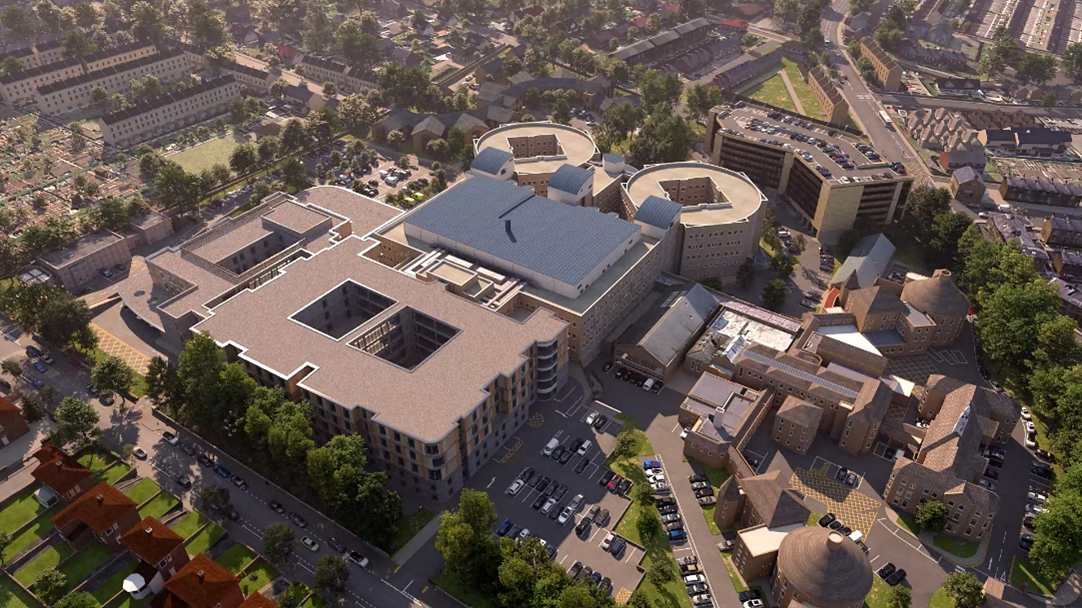 An artist impression of the clinical building at Calderdale Royal Hospital