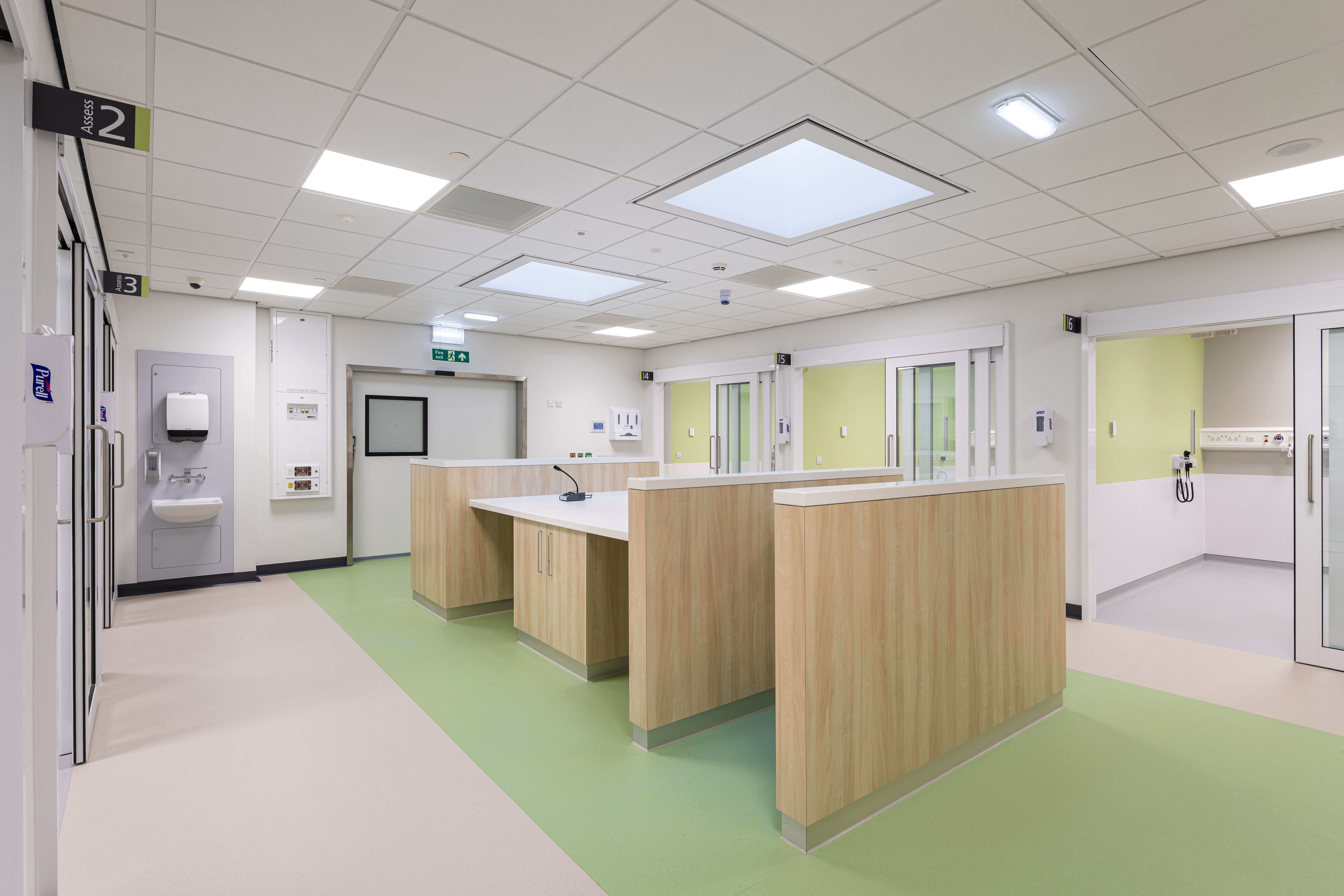 Huddersfield's A&E Nurse Station with rooms either side.