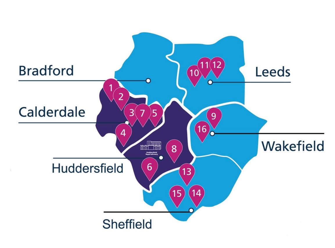 A map showing the list of locations that businesses are located that is written in text