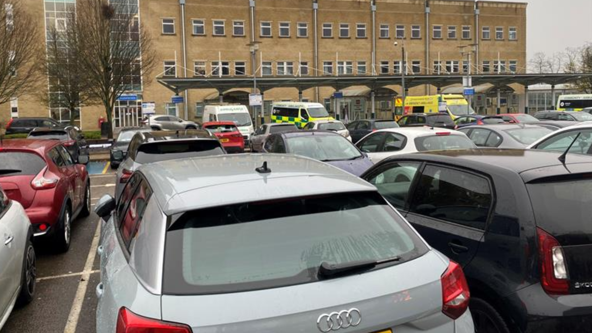 A photo of the A&E car park at Calderdale Royal Hospital