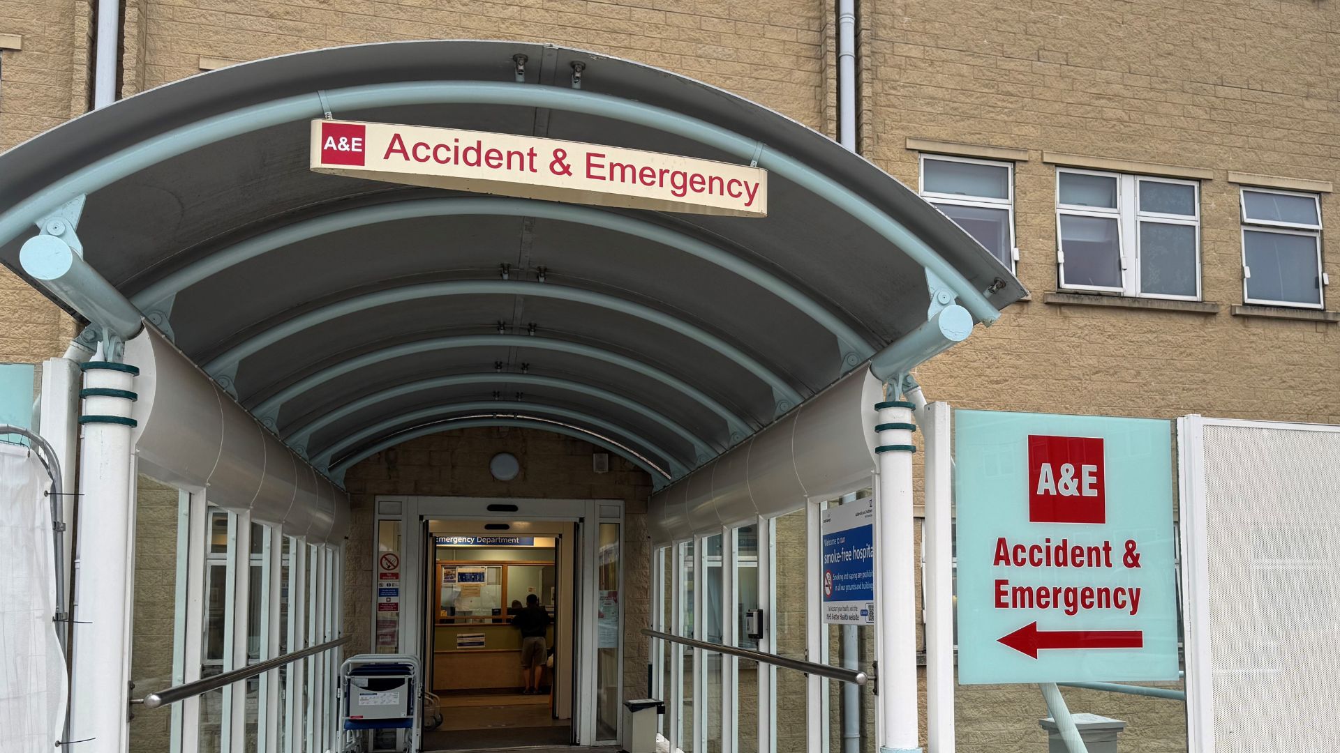 The A&E entrance with the canopy removed