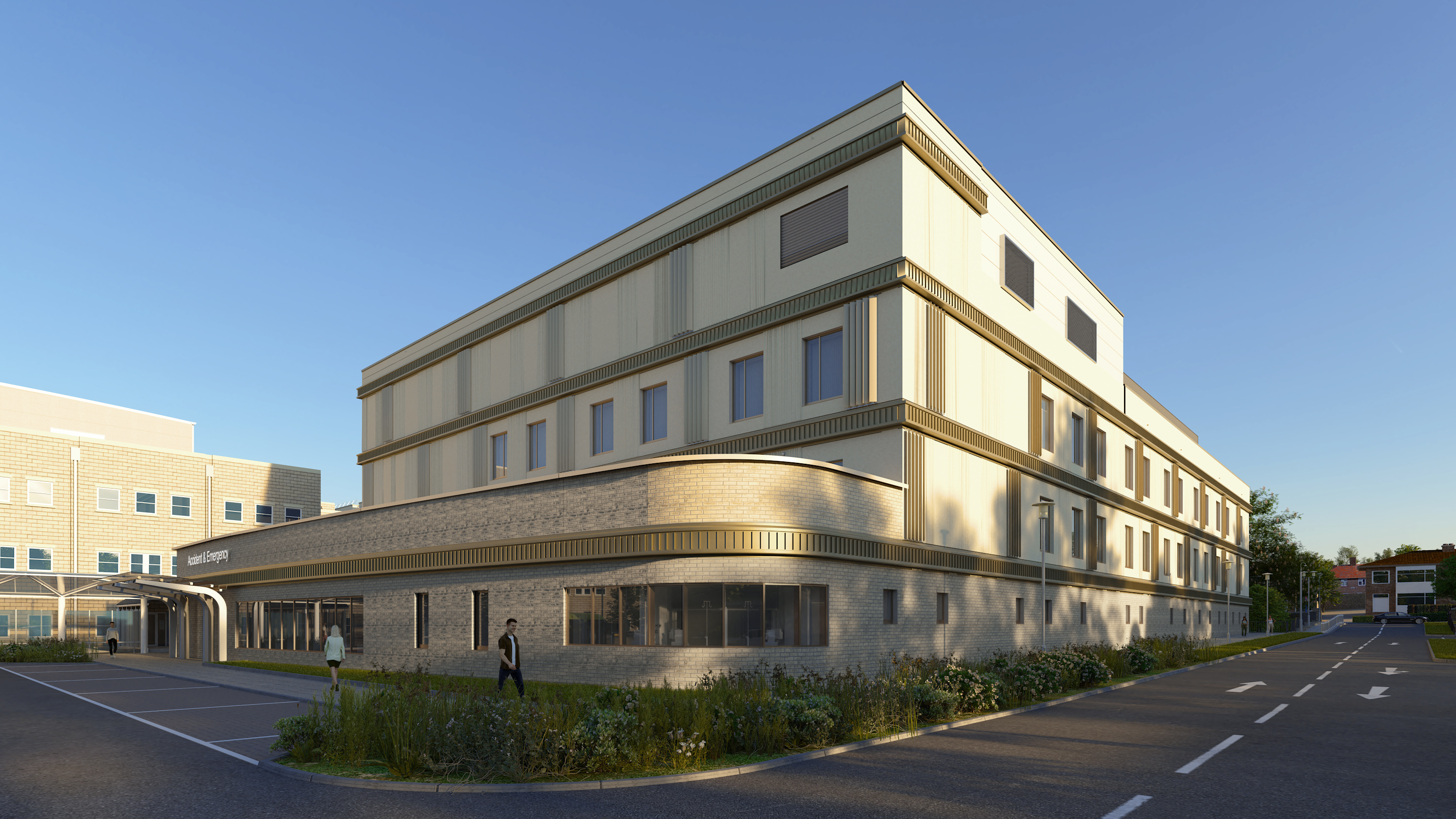 An external view of the new clinical building at Calderdale Royal Hospital