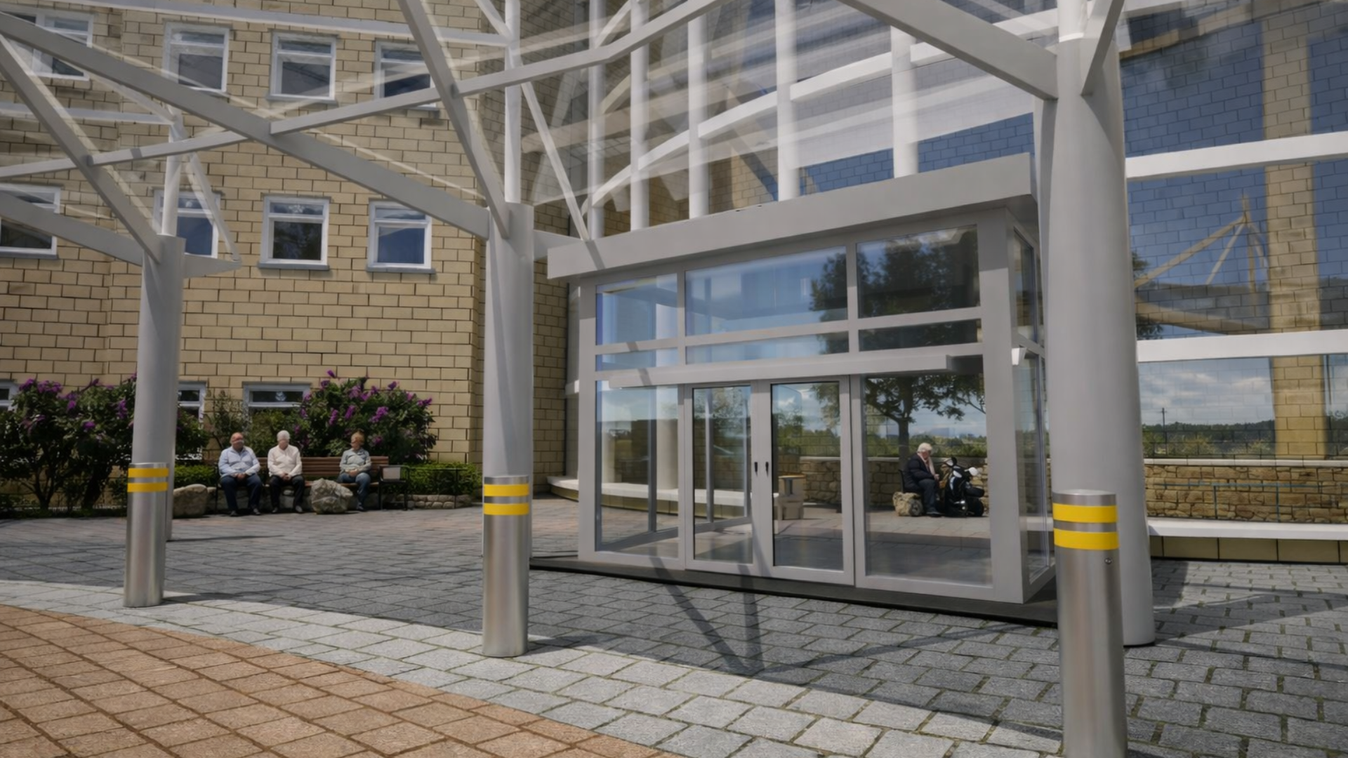 An artist impression of the wider main entrance at Calderdale Royal Hospital