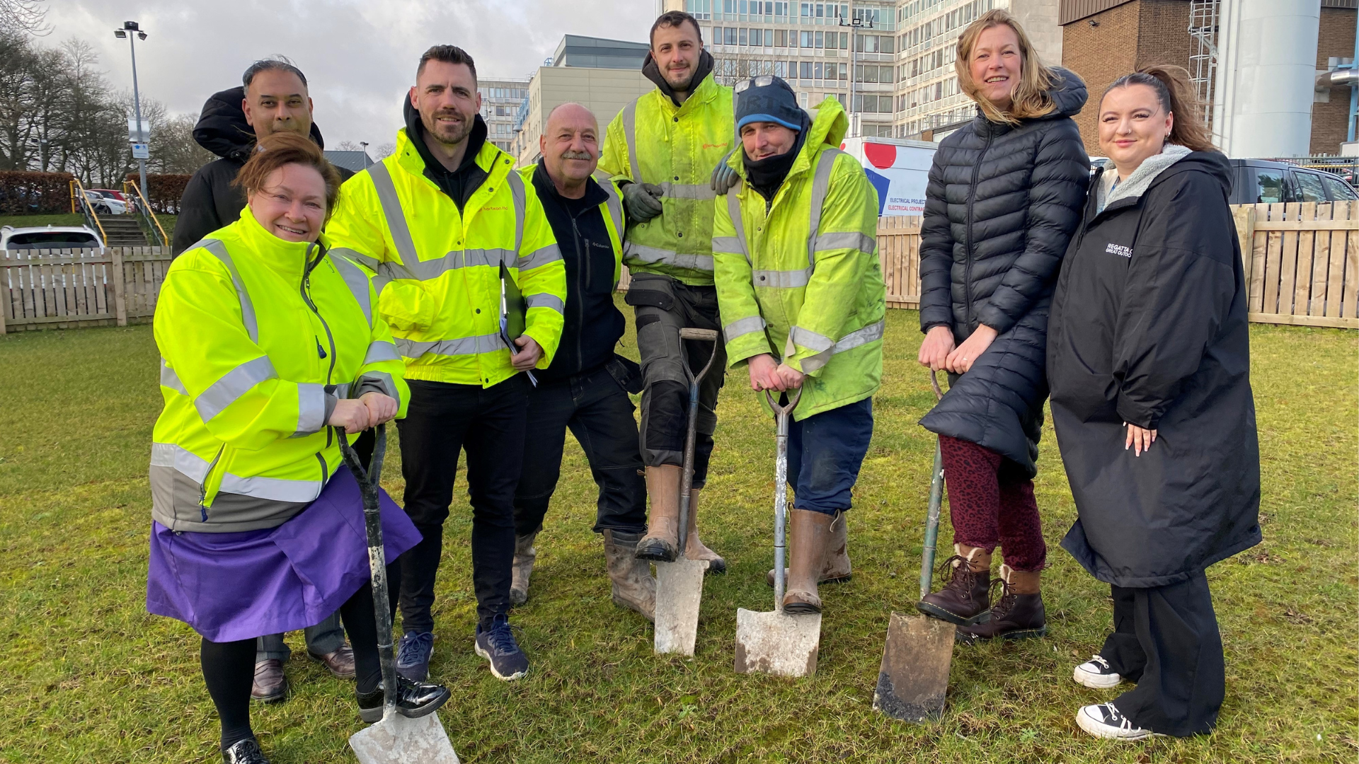 Colleagues from our NHS Charity and Estates Team with some of the contractors from Horticon