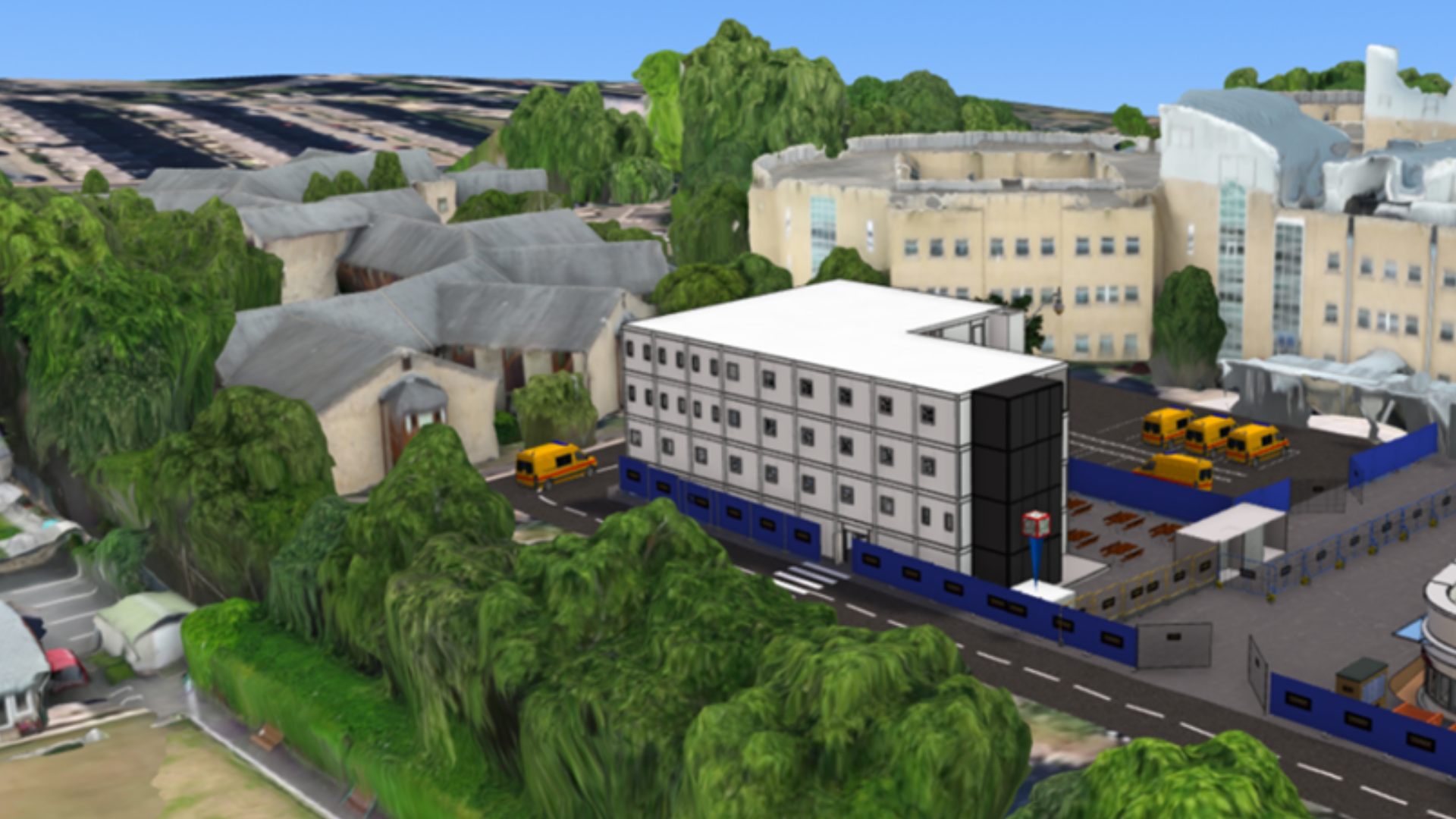 An artist impression of the site cabins which are being set up by Laing O Rourke 