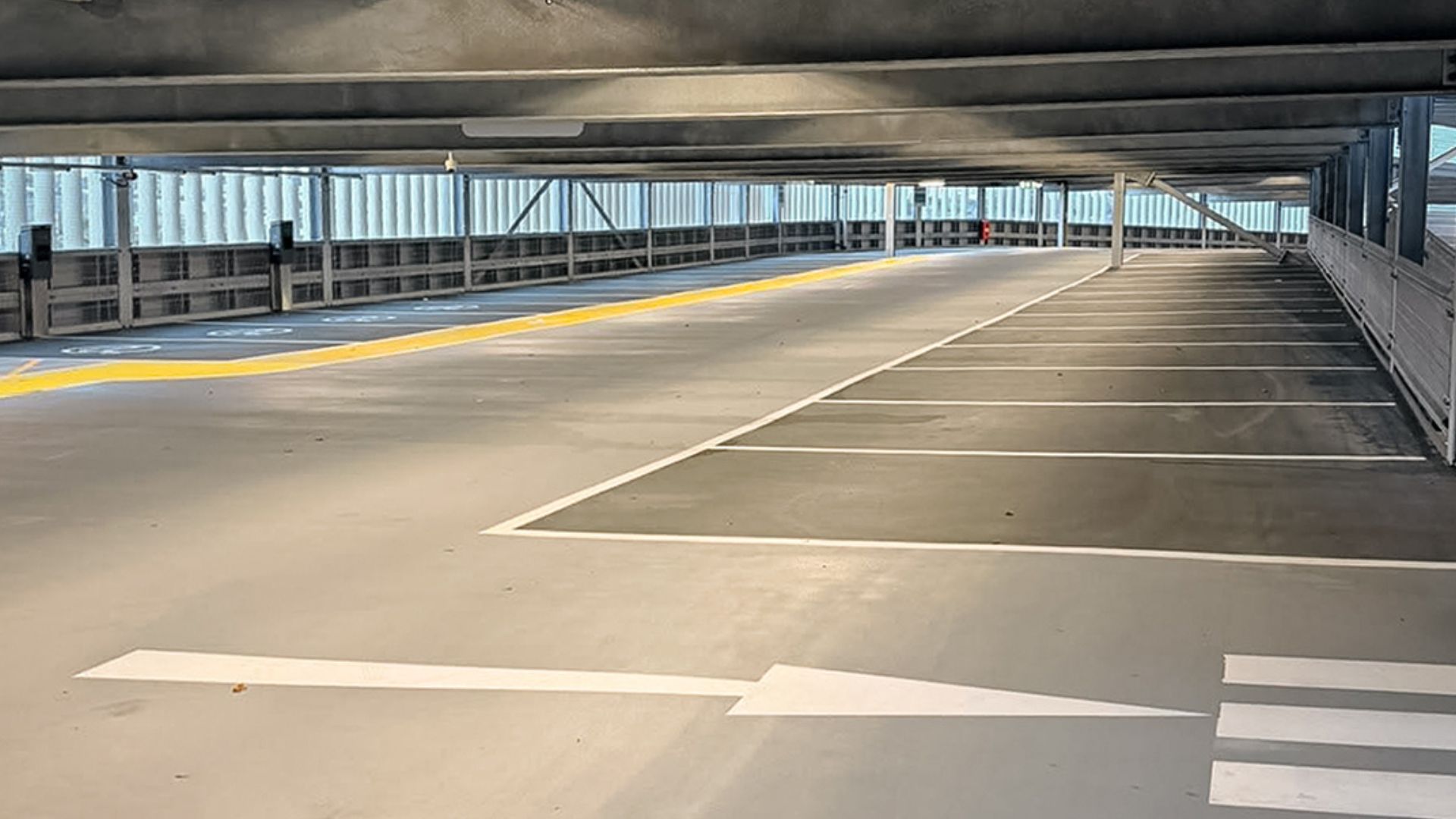 A photo of one of the levels inside the multi-storey car park