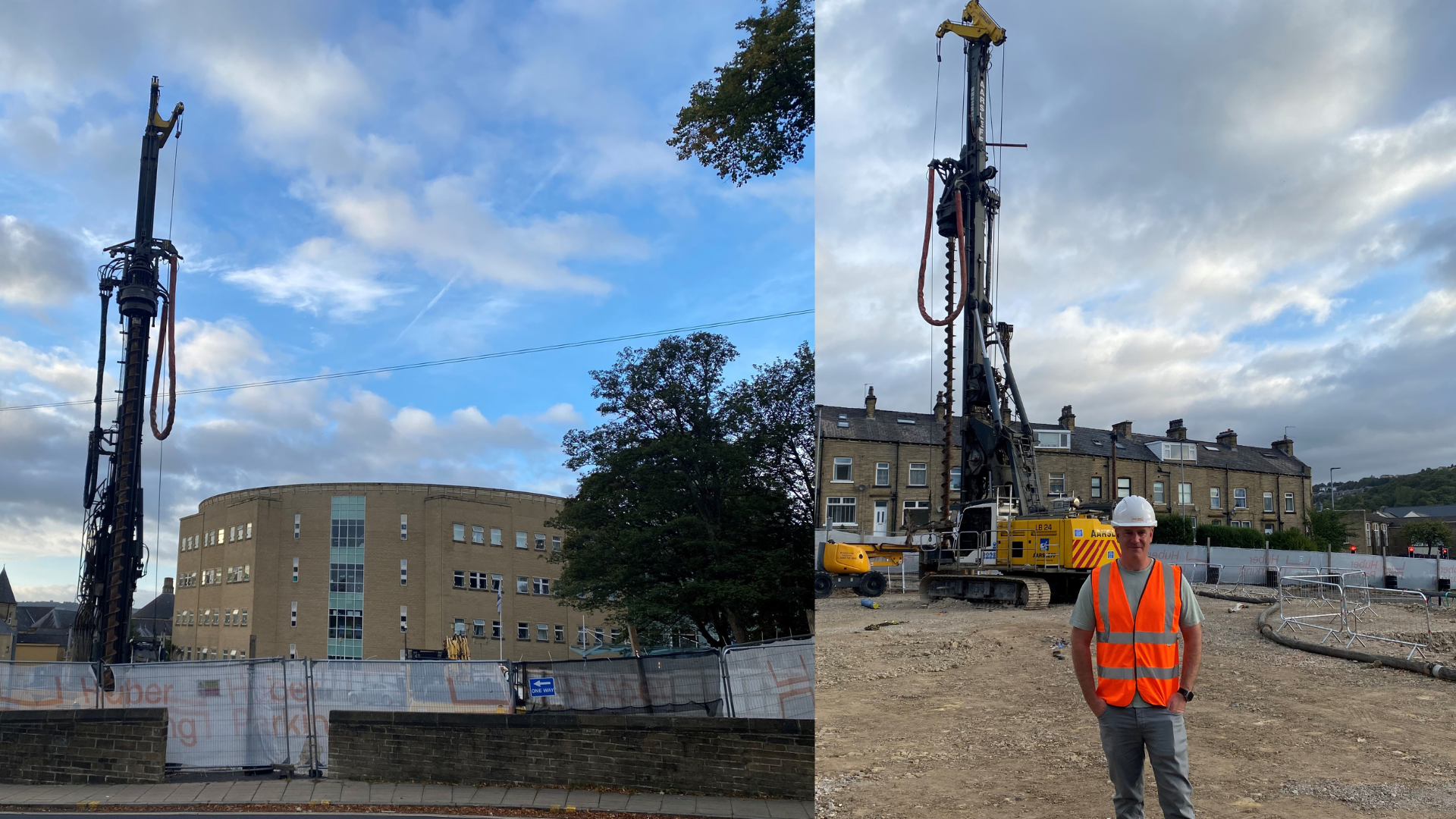 Piling rig outside Calderdale Hospital 
