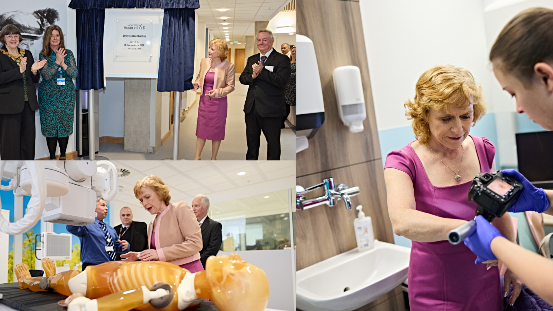 A photo montage from Sarah Jarvis opening the Emily Siddon building at The University of Huddersfield