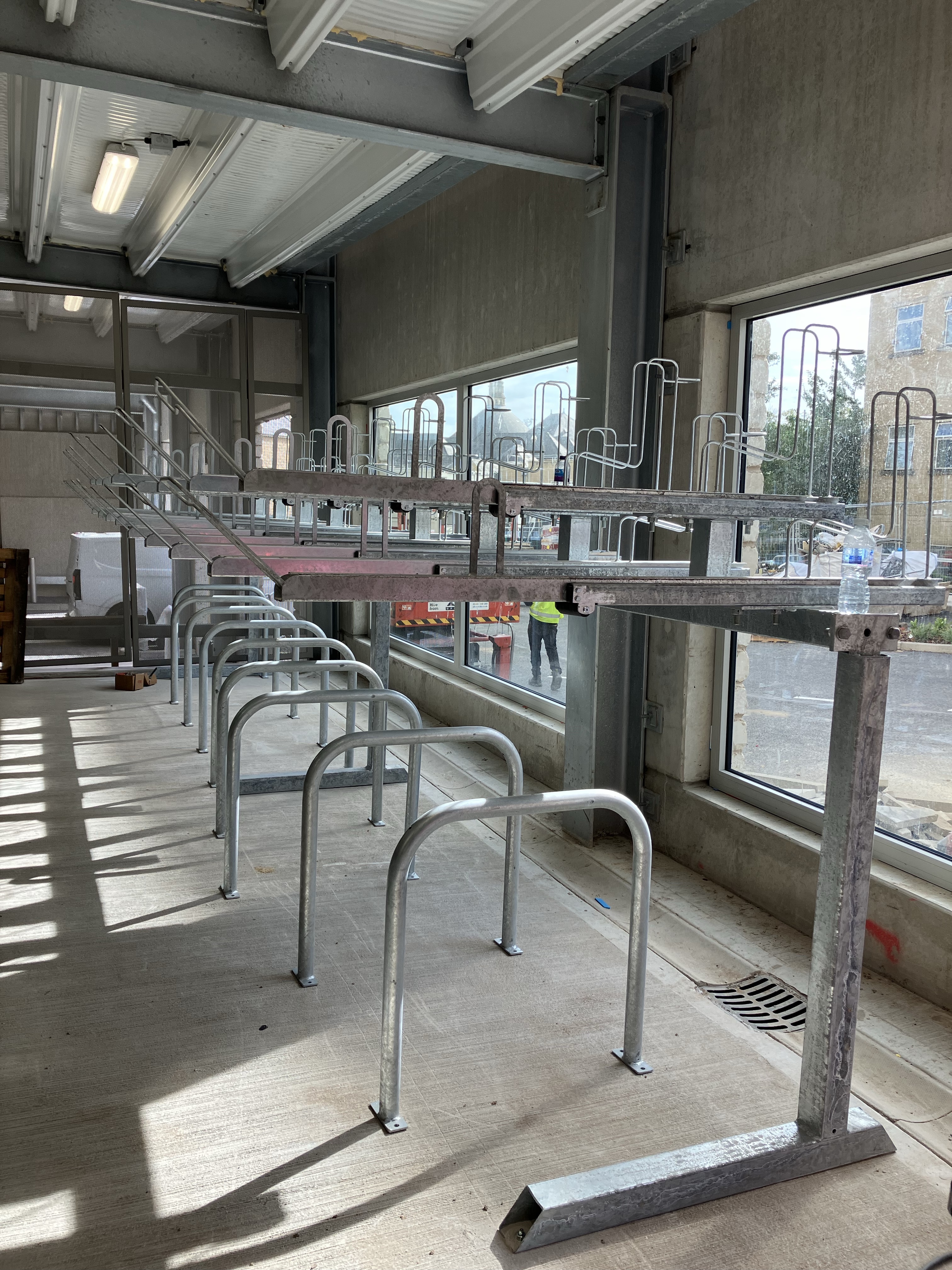 A photo of the bike shelter and maintenance area