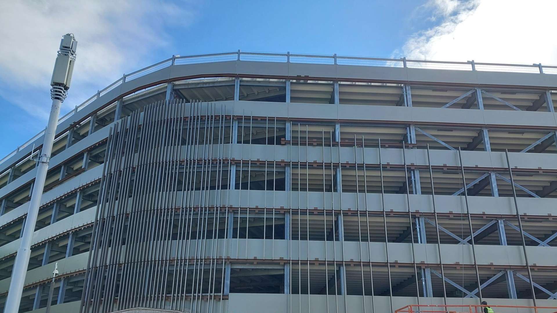 A photo of the progress on the outside of the new multi-storey car park