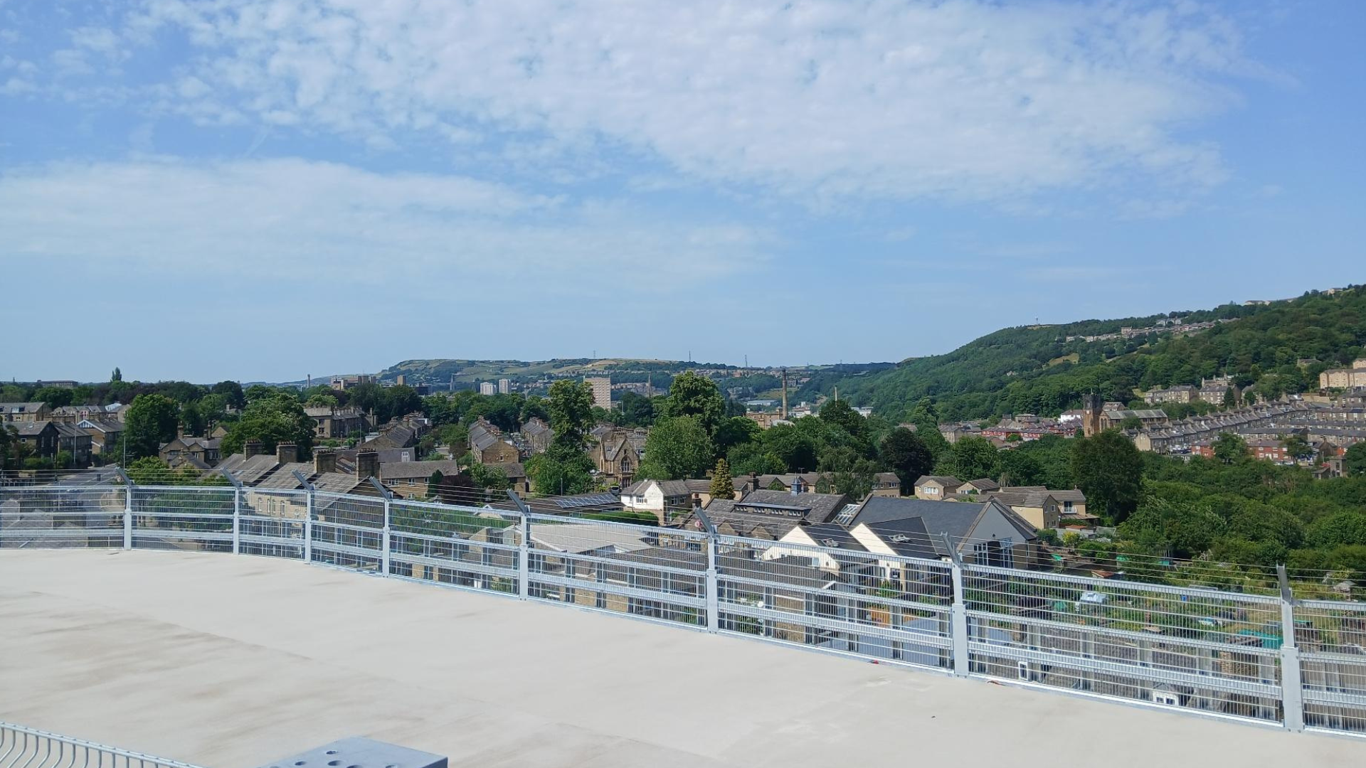 A view of Calderdale from the roof of the new car park at CRH 