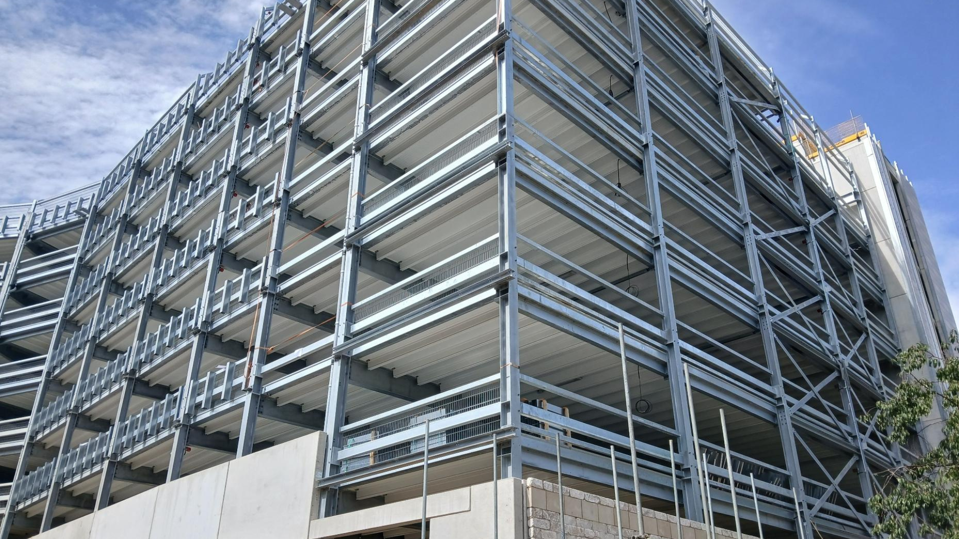 View of the car park looking up from the ground floor