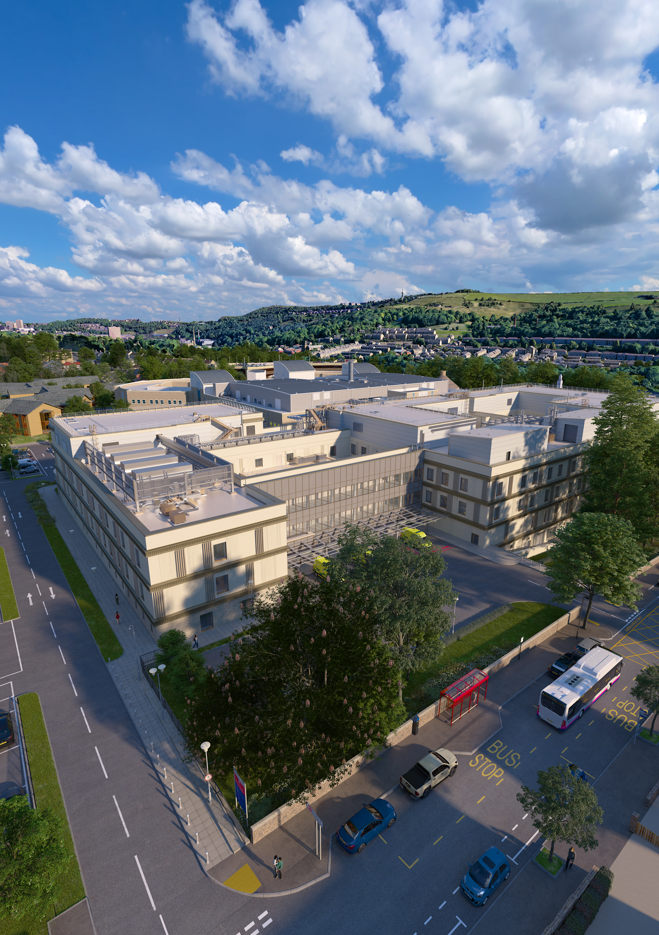 An artist impression of the outside of the new clinical building at Calderdale Royal Hospital 