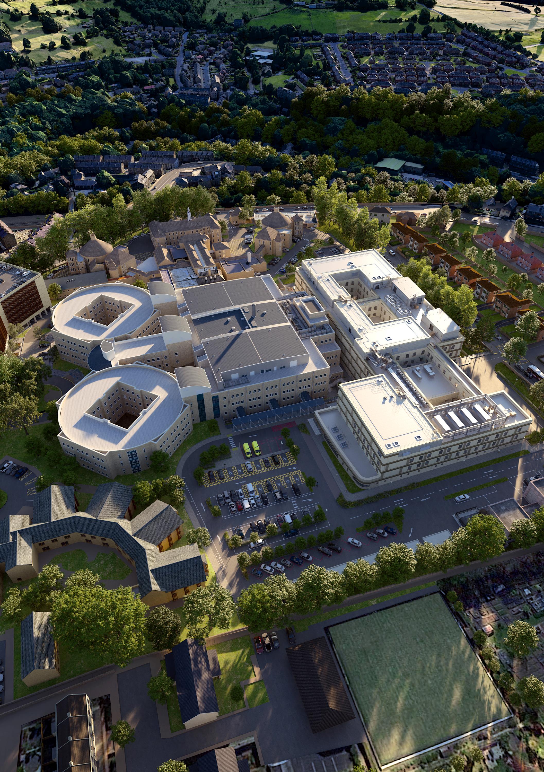 An arial view (artist impression) of how Calderdale Royal Hospital will look in the future