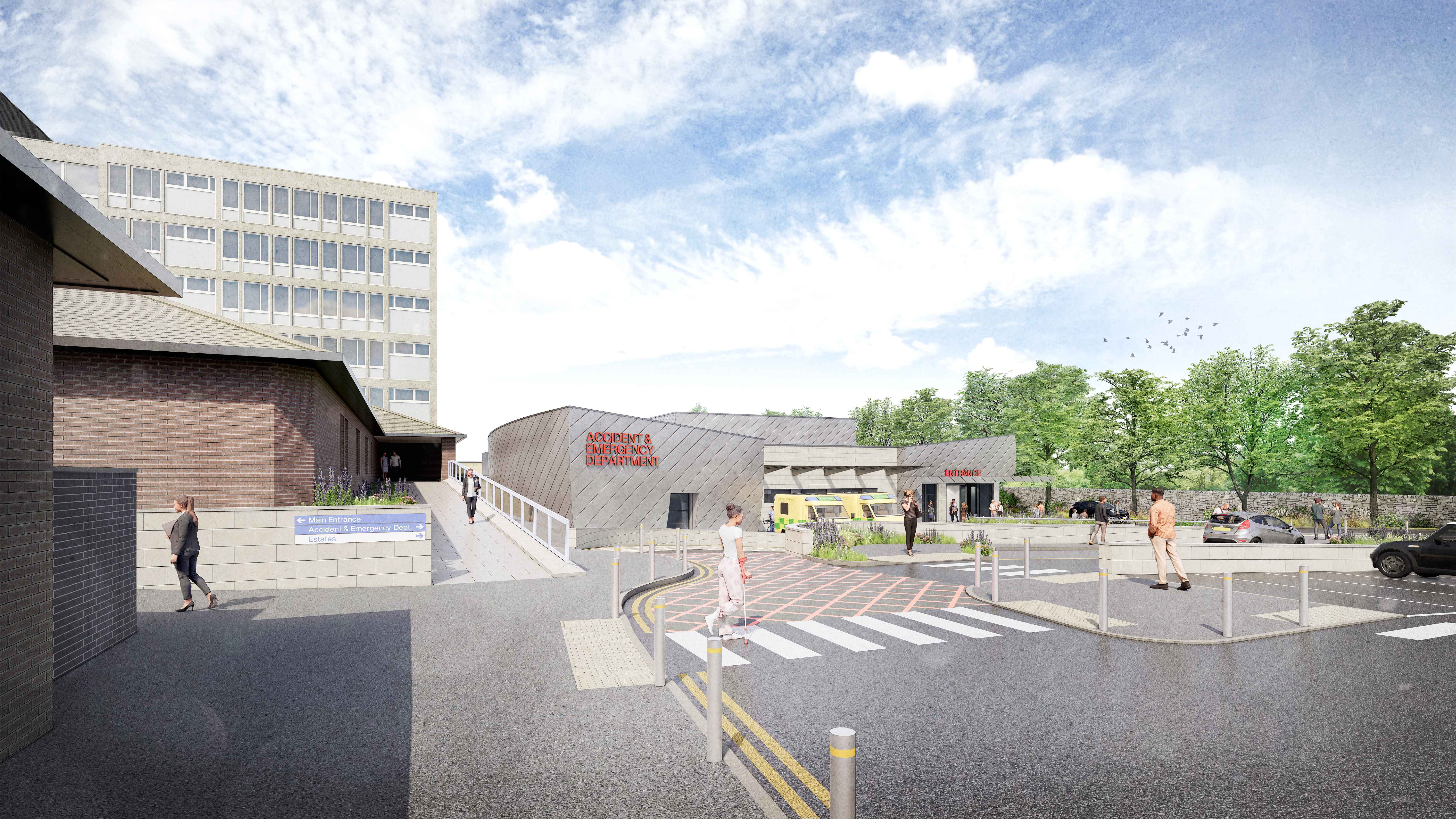 Render of the new A&E at Huddersfield Royal Infirmary