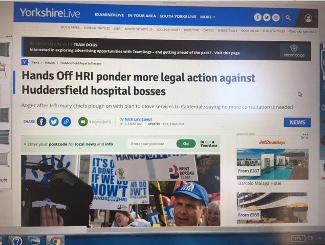 Yorkshire Live online article around the Hand Off HRI campaign.