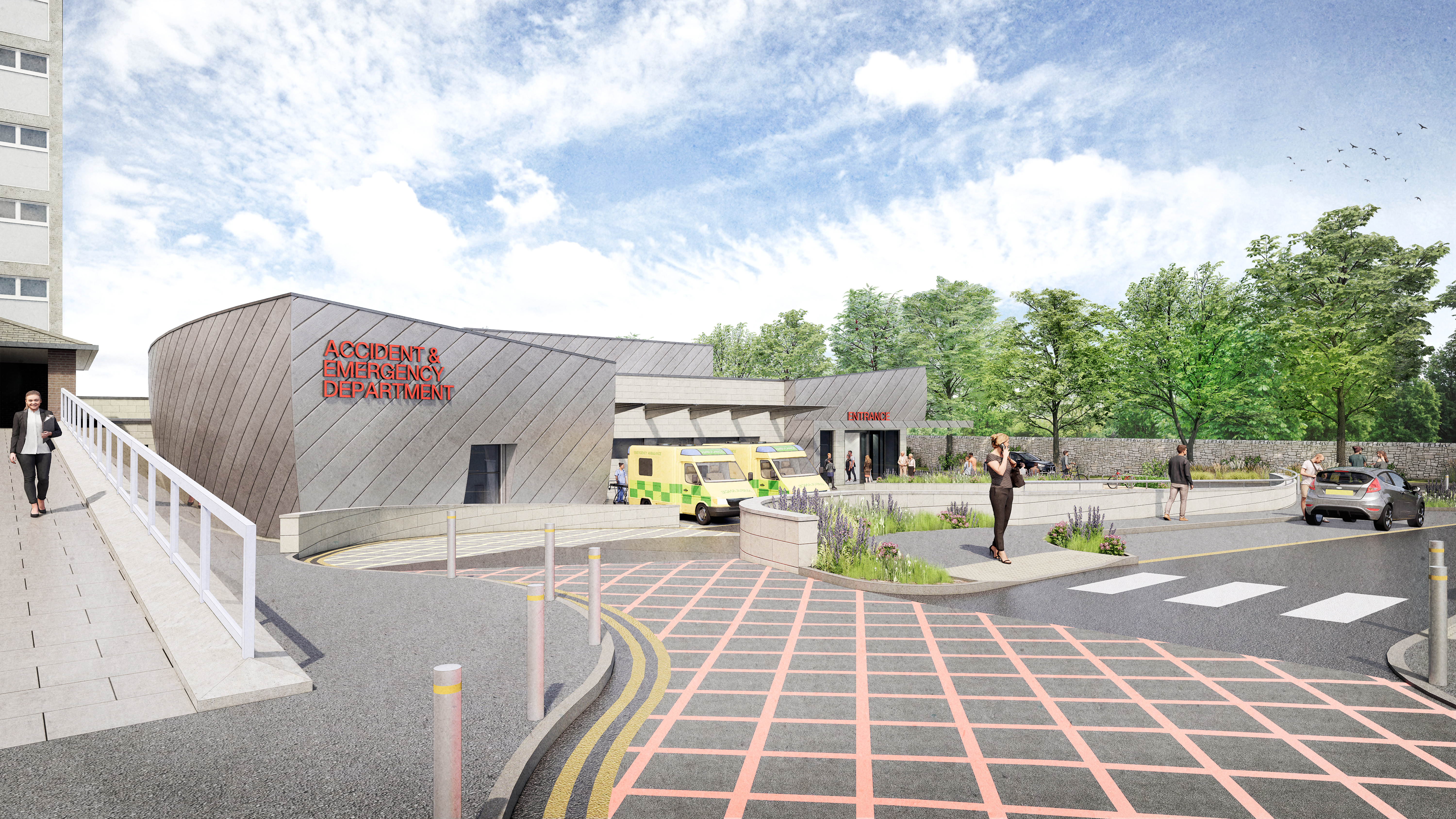Render of the new A&E at Huddersfield Royal Infirmary